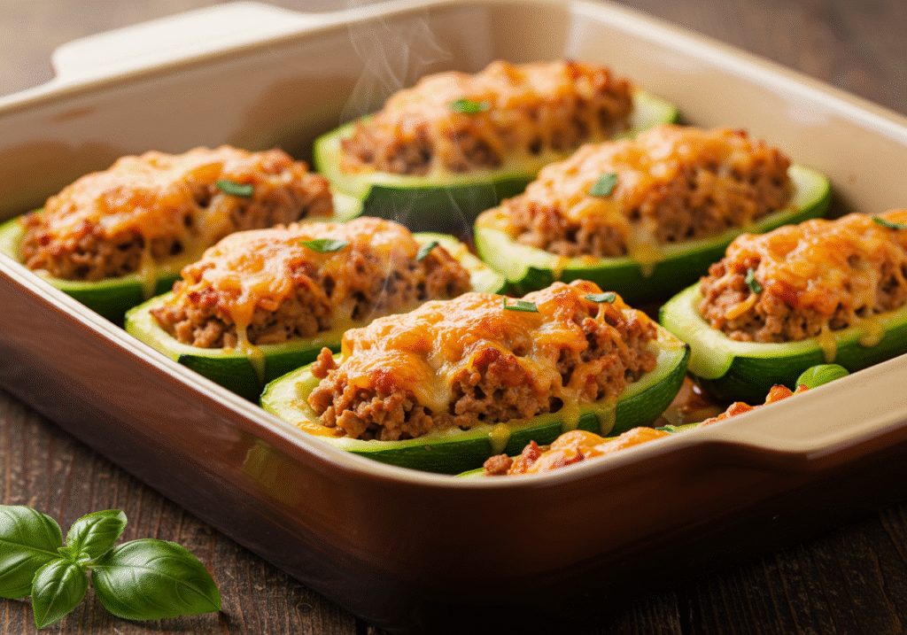 Low-Carb Turkey Zucchini Boats - Cheesy Keto Dinner