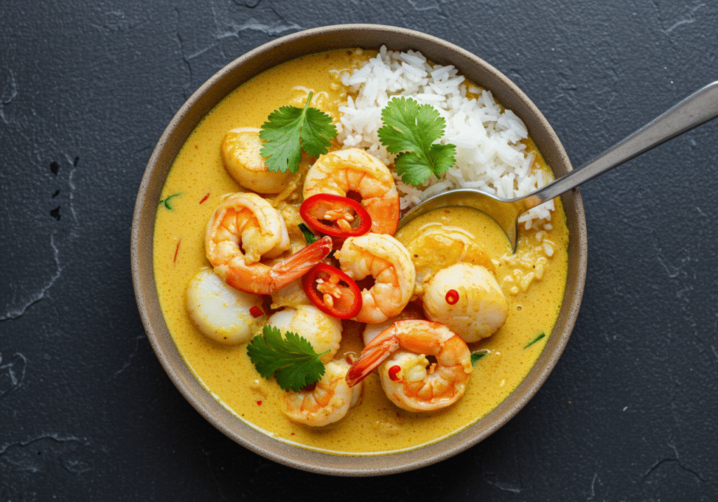 Coconut Curry Seafood Medley - Creamy Final Result
