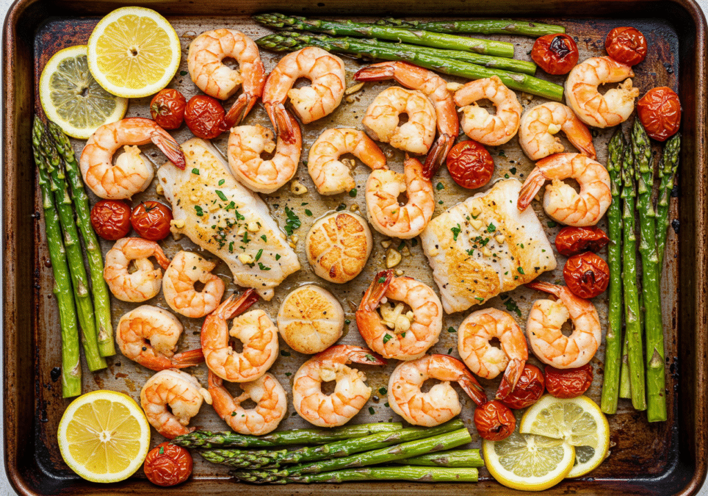 Sheet Pan Garlic Butter Seafood Medley – Easy One-Pan Dinner Final Result