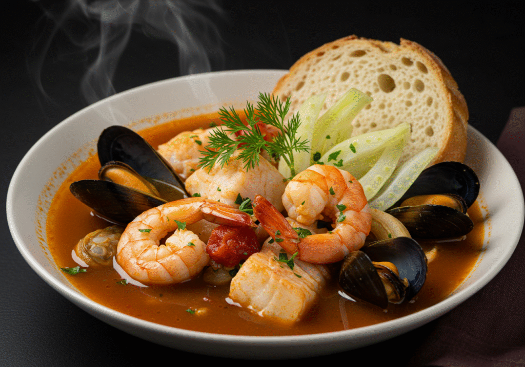 Seafood Medley Cioppino – Hearty Tomato Broth Final Presentation