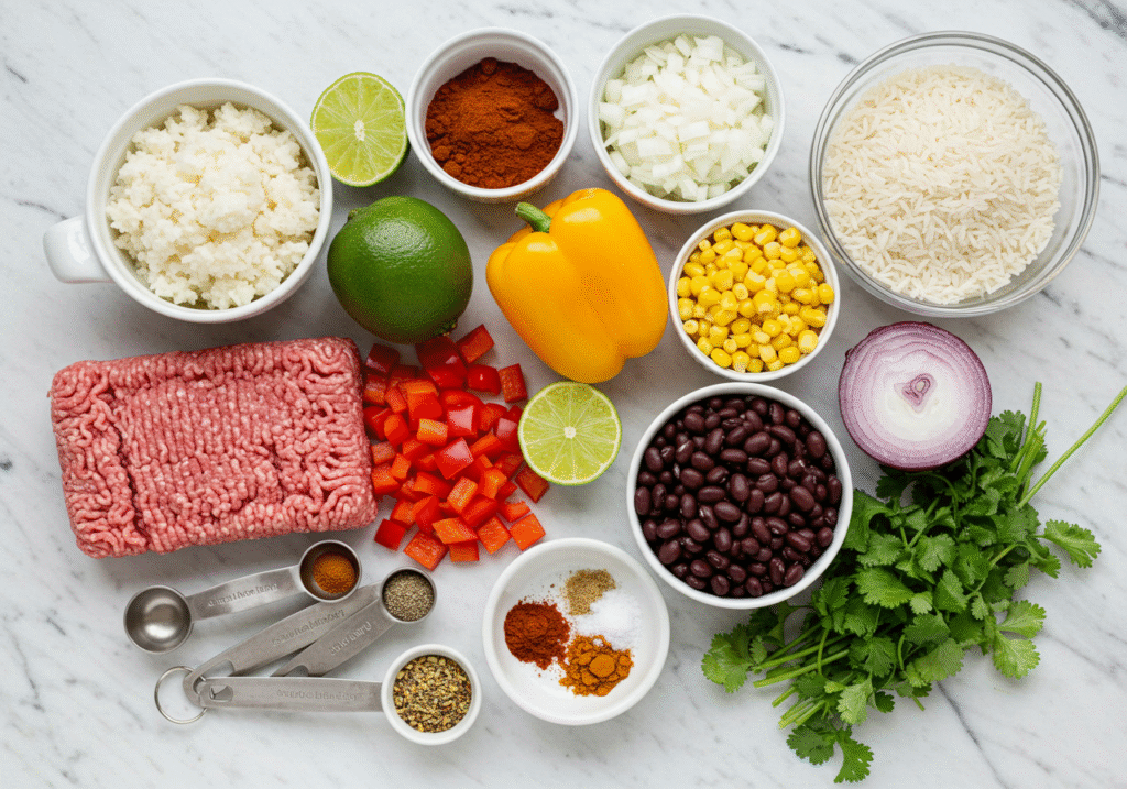 Southwest Rice and Ground Turkey Skillet Ingredients