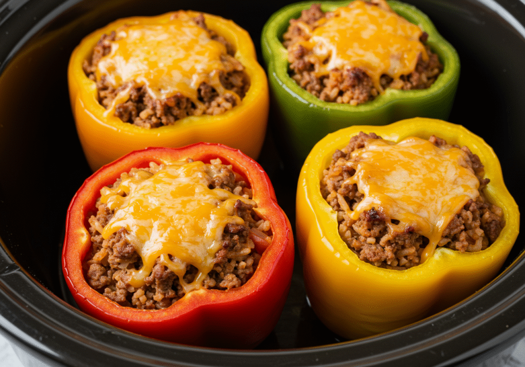 Colorful Stuffed Peppers: A Healthy Ground Beef Crockpot Recipe