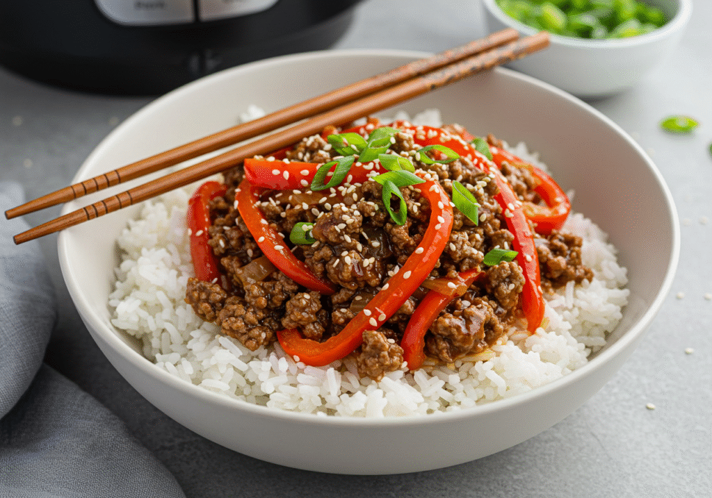 Ground Beef Crockpot Recipes: Asian-Inspired Ground Beef and Rice