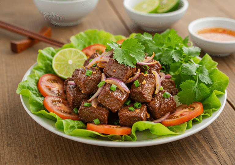 Authentic Vietnamese Shaking Beef: Perfectly Seared Cubes of Tender Beef with Aromatic Herbs