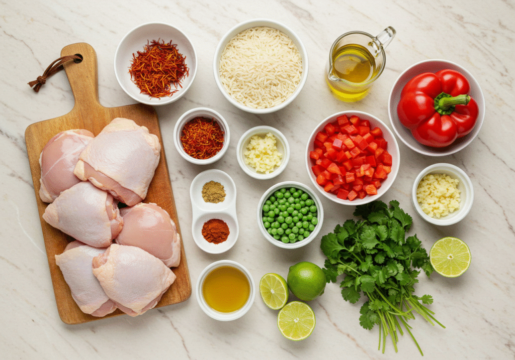 Fresh Ingredients for Chicken and Yellow Rice recipe