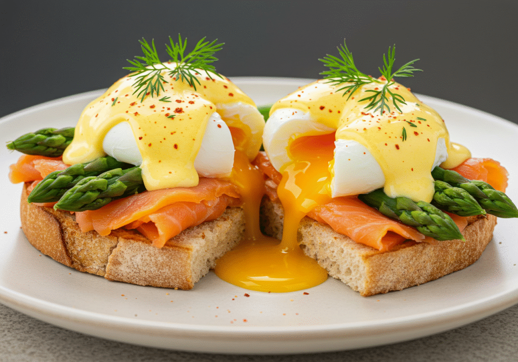 Salmon Eggs Benedict with Dill Hollandaise