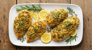Low Sodium Chicken Recipes: Golden Herb-Crusted Lemon Chicken