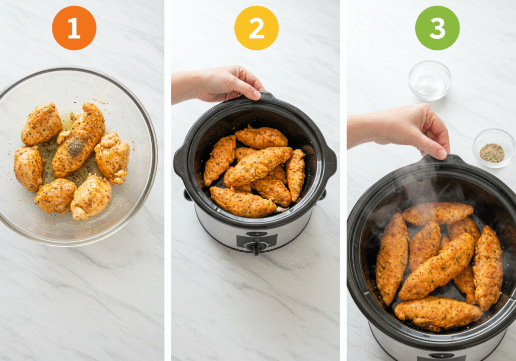 Slow Cooker Chicken Tenders – Easy 3-Step Visual Guide