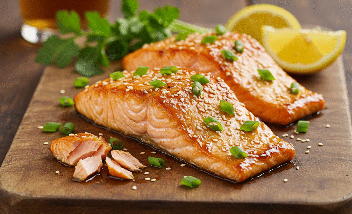 Maple Syrup Salmon Recipe - Caramelized Glaze Close-Up