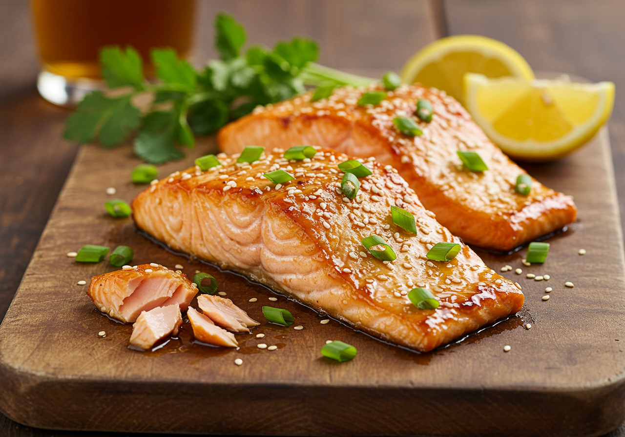 Maple Syrup Salmon Recipe - Caramelized Glaze Close-Up