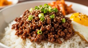 Korean Ground Beef and Rice: The Perfect Garnished Final Bowl