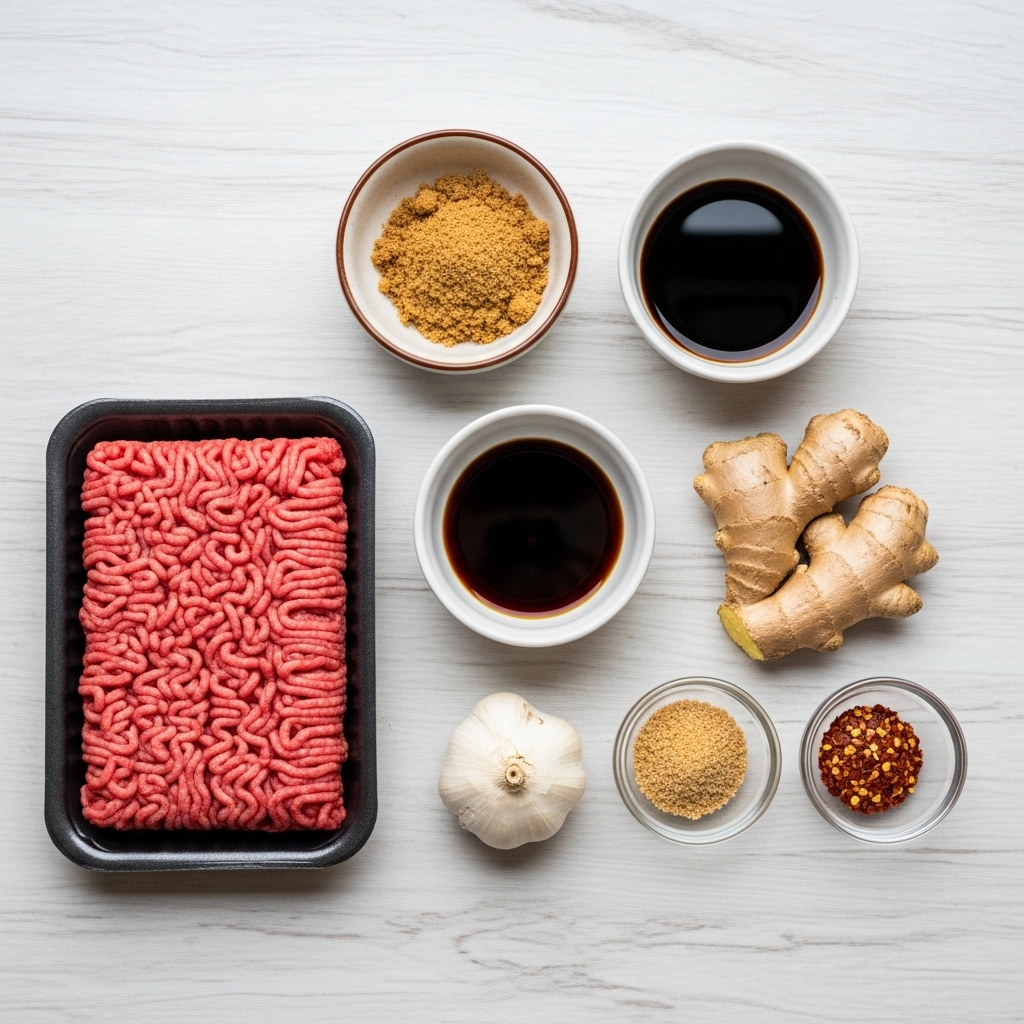 Korean Ground Beef and Rice: Sauce and Protein Components