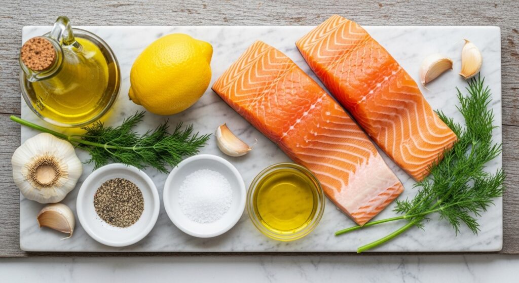 Baked Salmon Recipe: Fresh Ingredients Ready