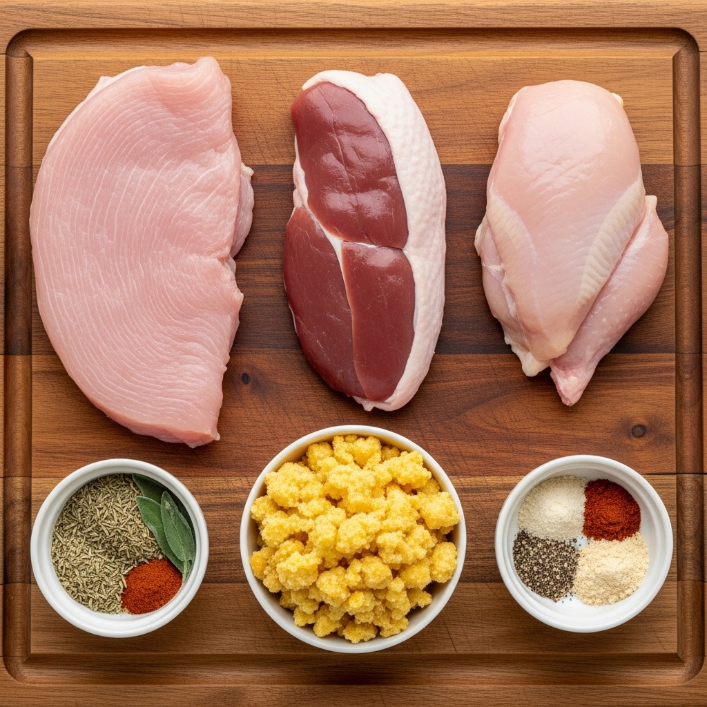 Turducken Ingredients: Layering the Poultry	