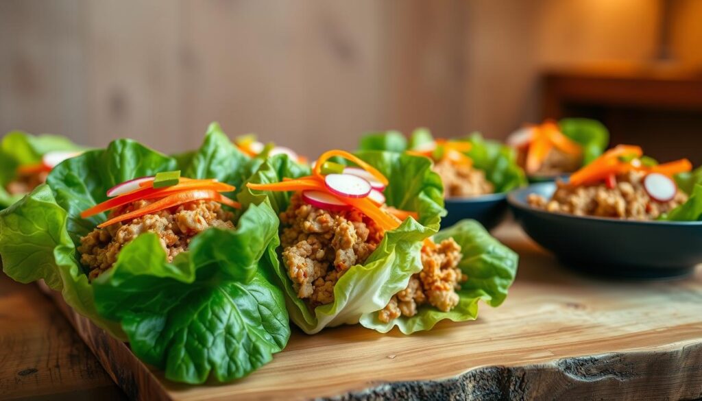 Asian-inspired turkey lettuce cups