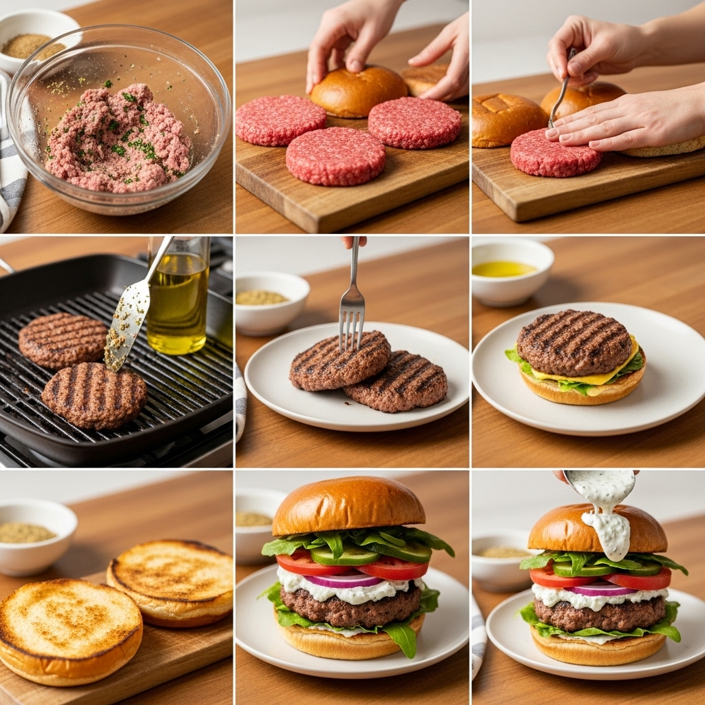 Lamb Burger Recipe Steps