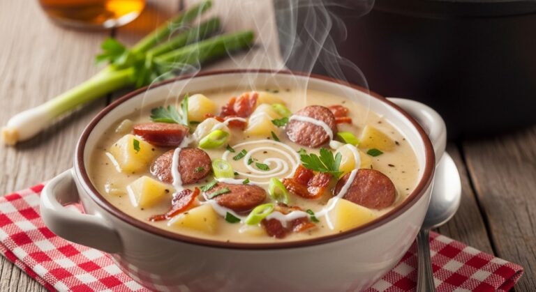 Cajun Potato Soup Fresh Ingredients Layout