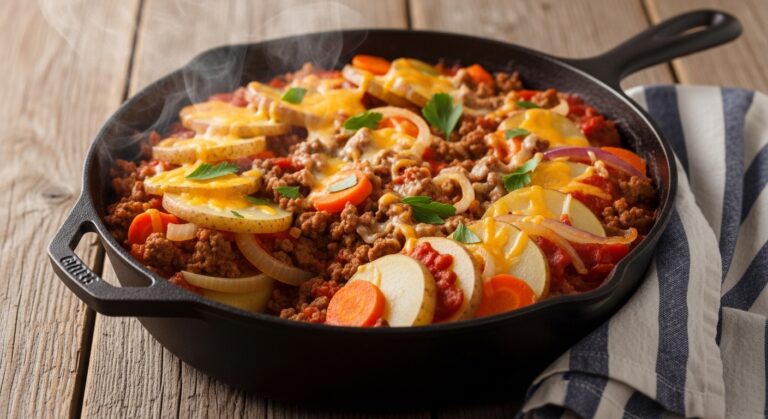 Hobo Casserole Ground Beef Recipe Ready to Serve