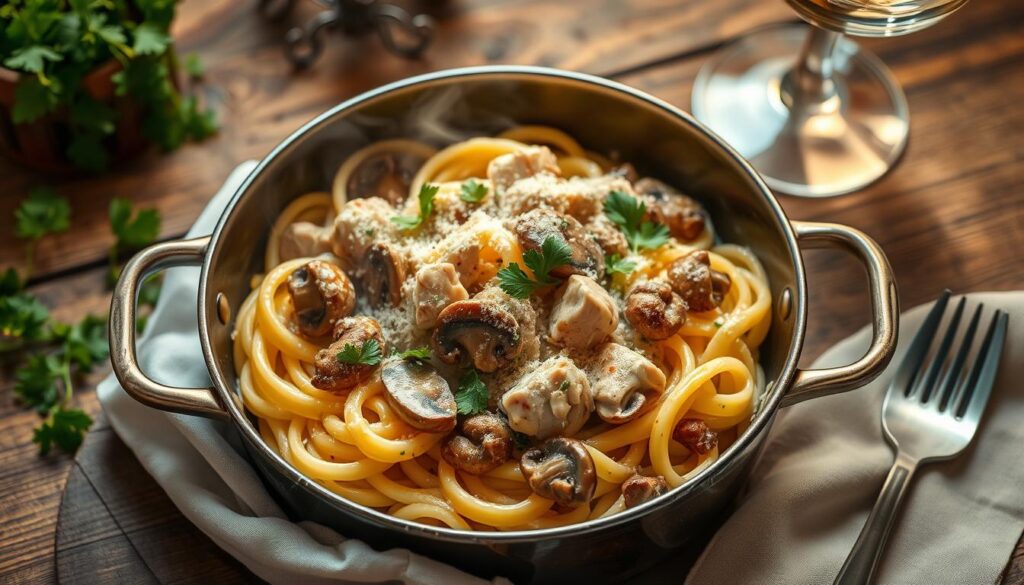 one-pot chicken mushroom pasta