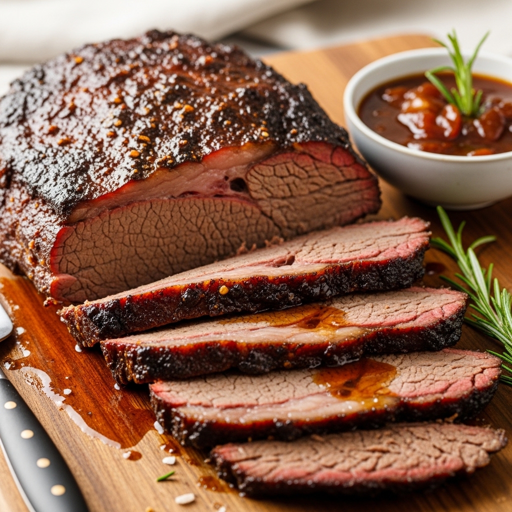 Instant Pot Beef Brisket Recipe - Sliced tender beef brisket with a rich sauce.
