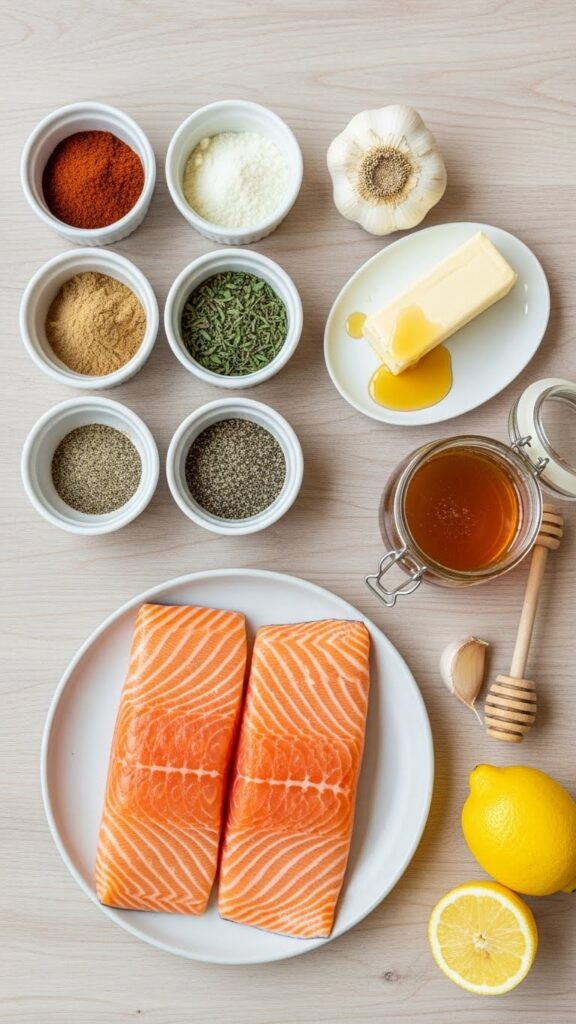 Ingredients for Cajun Honey Butter Salmon