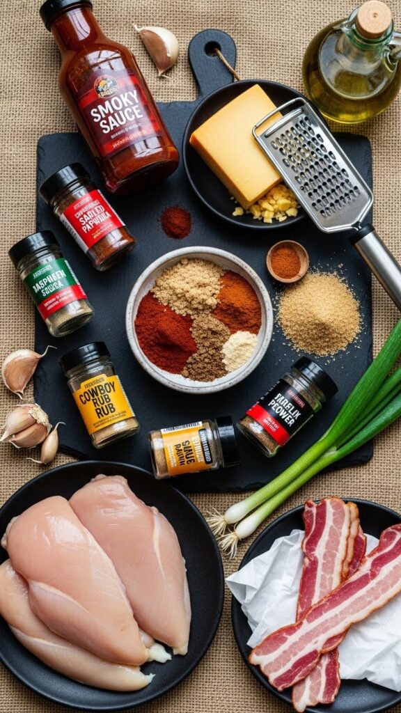 Ingredients for Cowboy BBQ Chicken Rub and Toppings