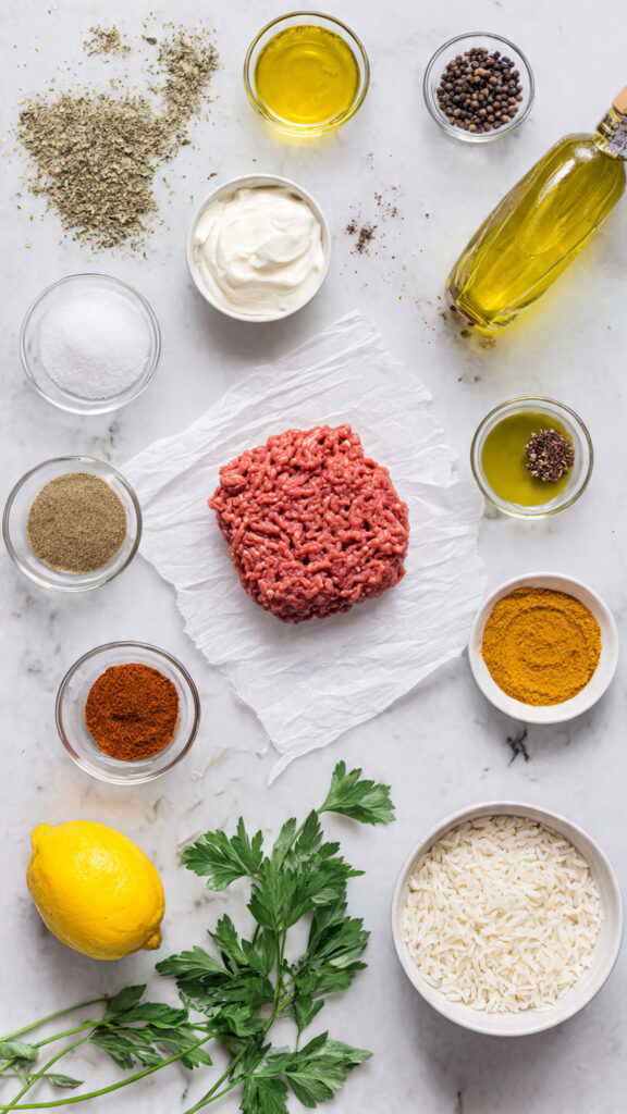 Ingredients for Lamb Over Rice
