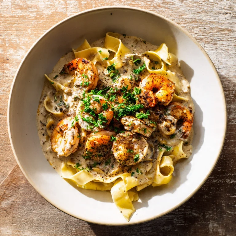 Creamy Blackened Shrimp Stroganoff