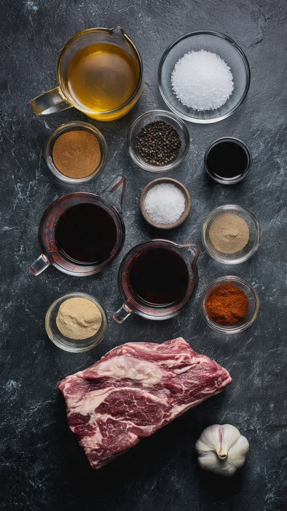Gather these simple, flavorful ingredients to build the foundation of your ultimate beef barbecue recipe.