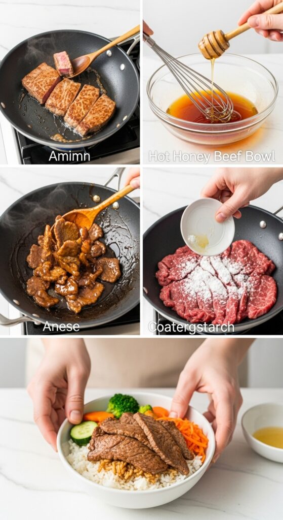 Making Hot Honey Beef Bowl - Easy Step by Step