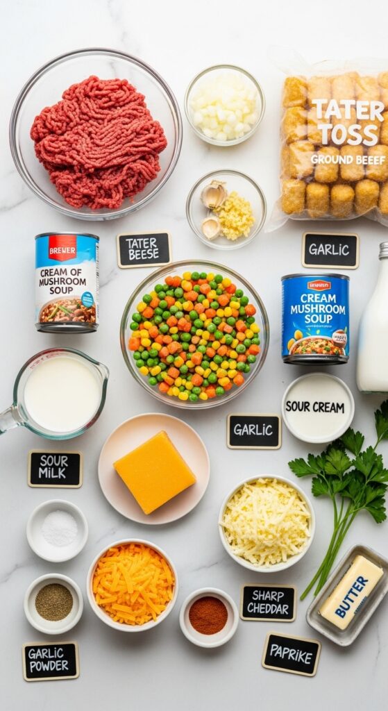 Tater Tot Casserole with Ground Beef Ingredients - Everything You Need