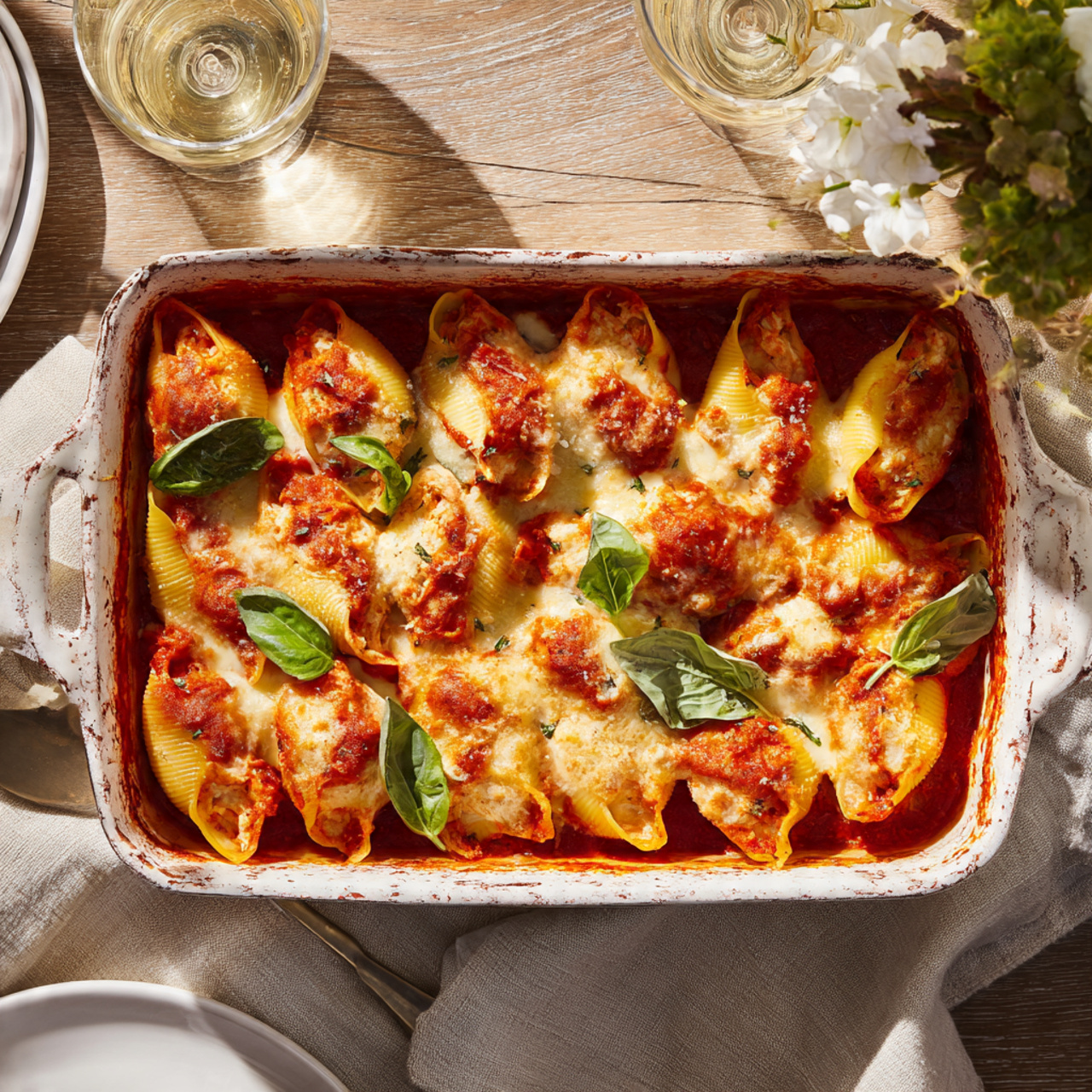 Delicious Seafood Stuffed Shells with Marinara Sauce