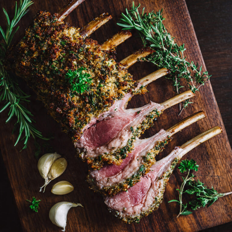Herb-Crusted Rack of Lamb - Golden Hero Shot