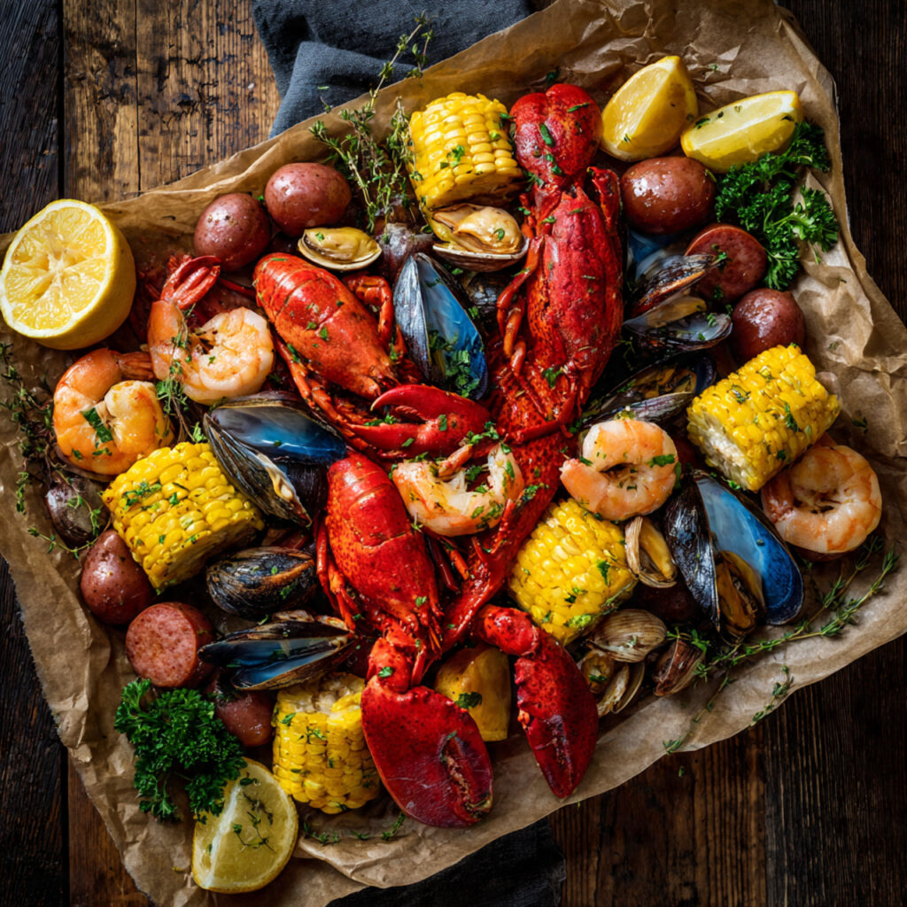 Ultimate Seafood Boil Aesthetic Spread