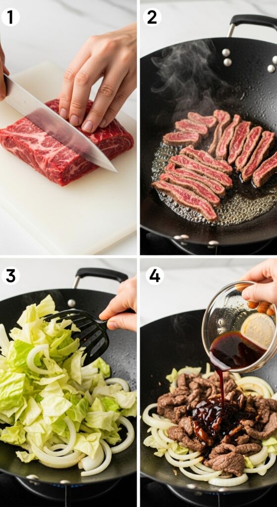 How to Make Chinese Beef Cabbage - Step by Step