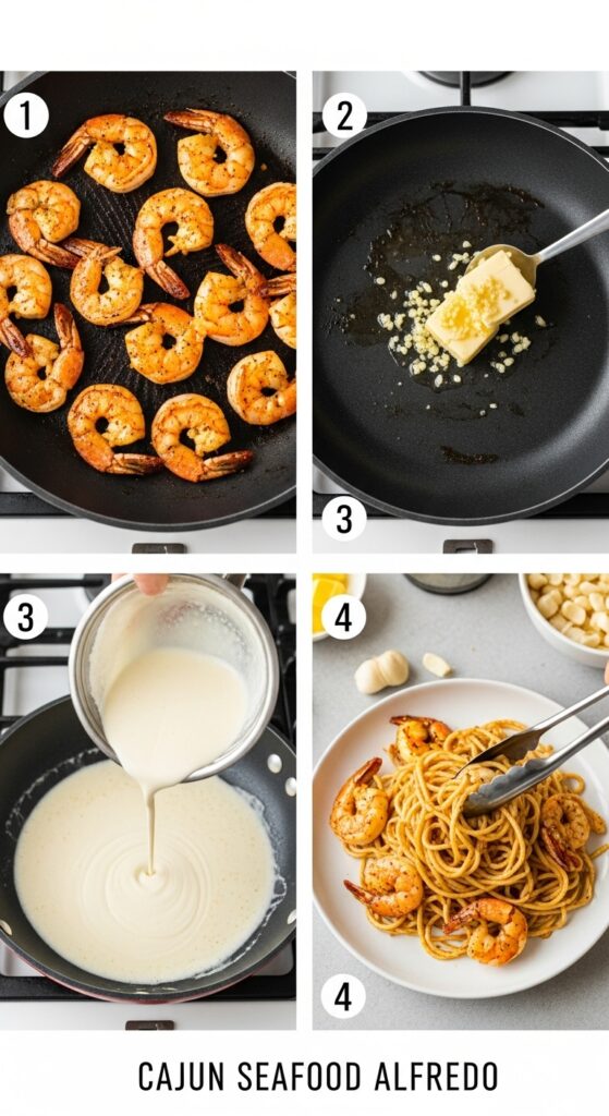 How to Make Cajun Seafood Alfredo - Step by Step