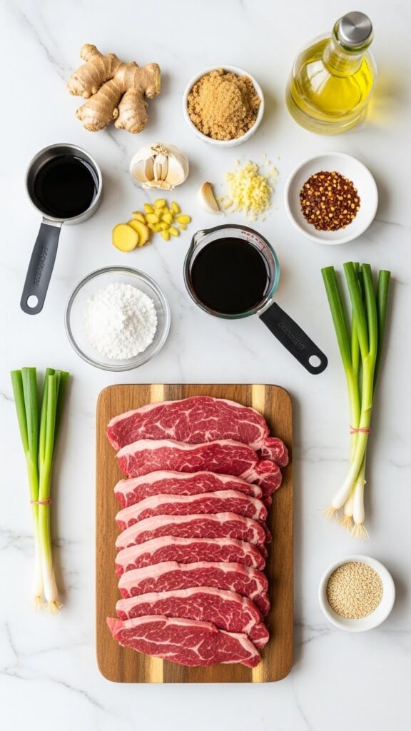 Mongolian Beef Recipe Ingredients Layout