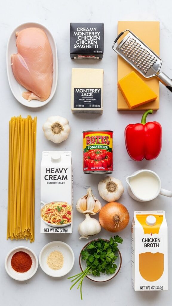 Ingredients for Creamy Monterey Chicken Spaghetti Recipe