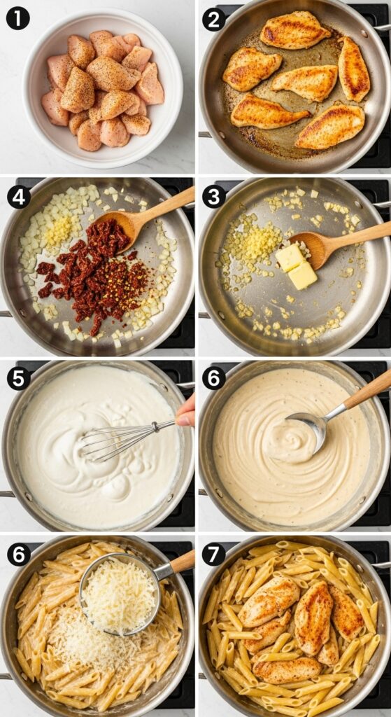 All Ingredients for Marry Me Chicken Pasta Recipe Laid Out and Organized