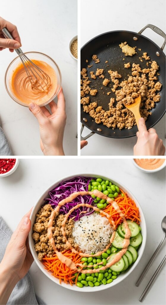How to Make Ground Turkey Rice Bowls with Bang Bang Sauce Step by Step
