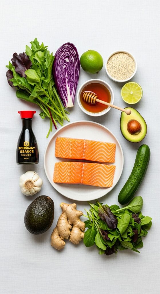 Ingredients for Honey Glazed Salmon Bowl Recipe