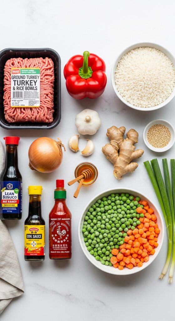 Ingredients for Ground Turkey And Rice Bowls