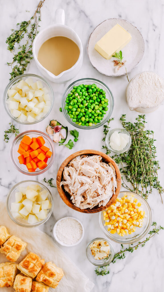 Chicken Pot Pie Soup Recipe Fresh Ingredients and Components