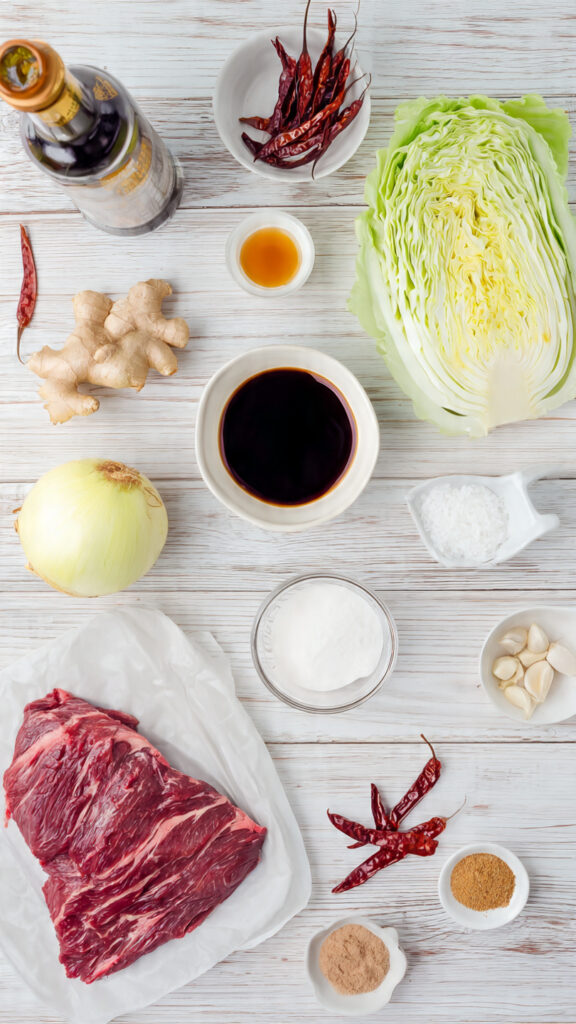 Ingredients for Chinese Beef Cabbage