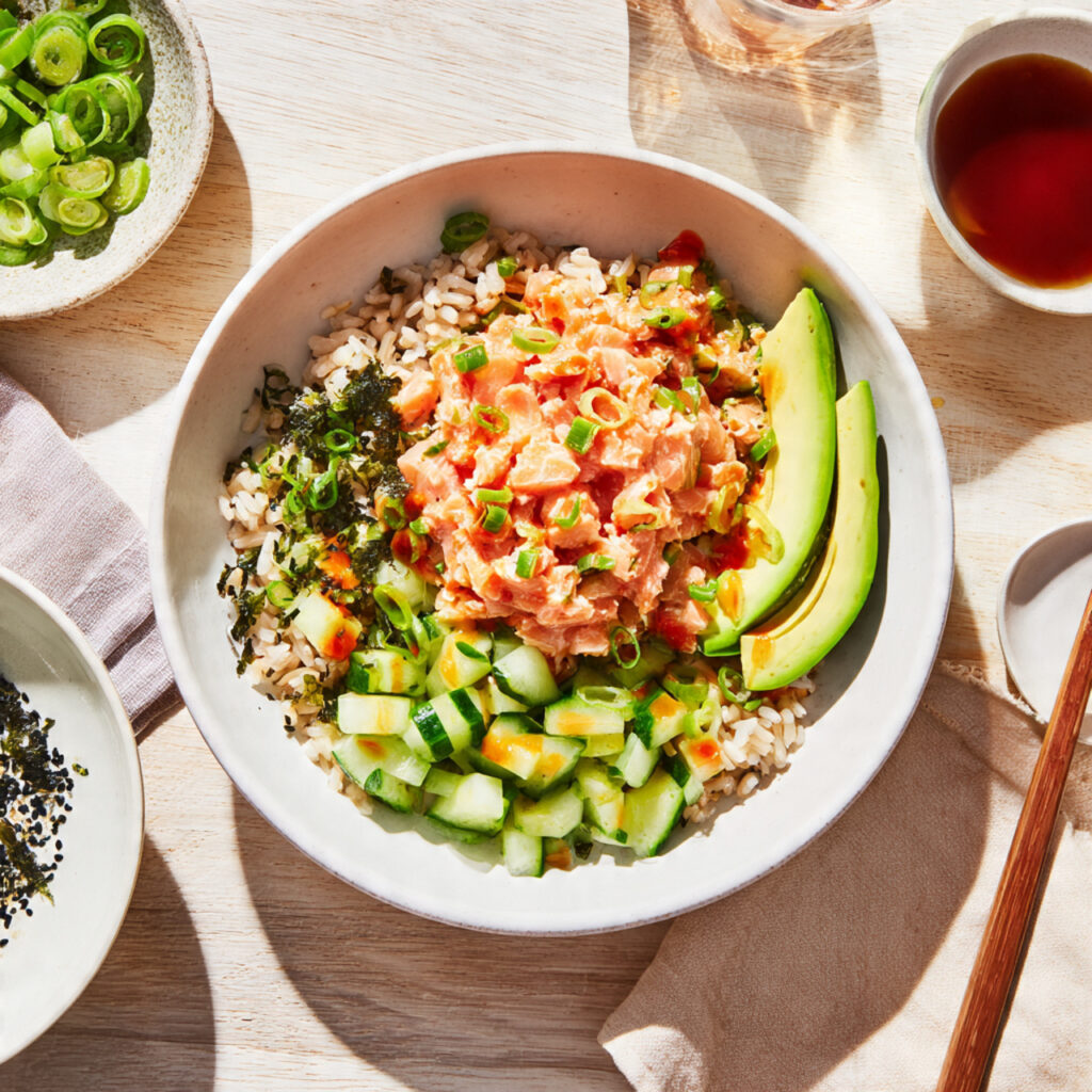 Canned Salmon Rice Bowl Recipe - Quick 5-Minute Healthy Lunch