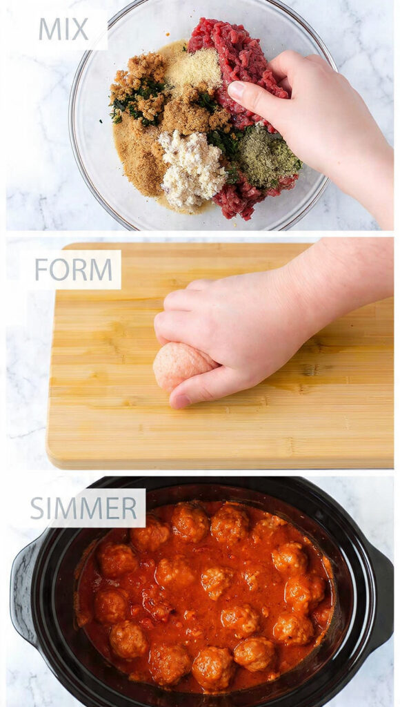 How to Make Crockpot Meatballs: Mix, Form, Simmer