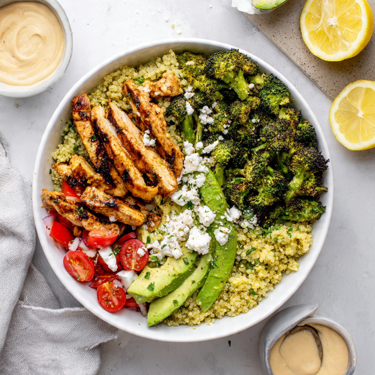 Vibrant Grilled Chicken Broccoli Bowls with Lemon Herb Quinoa