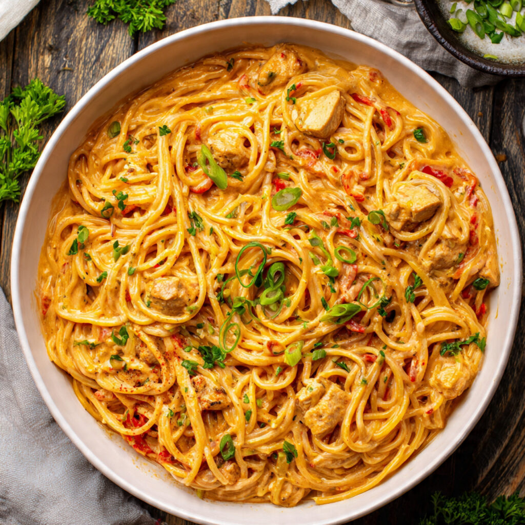 Creamy Monterey Chicken Spaghetti Recipe - Final Dish