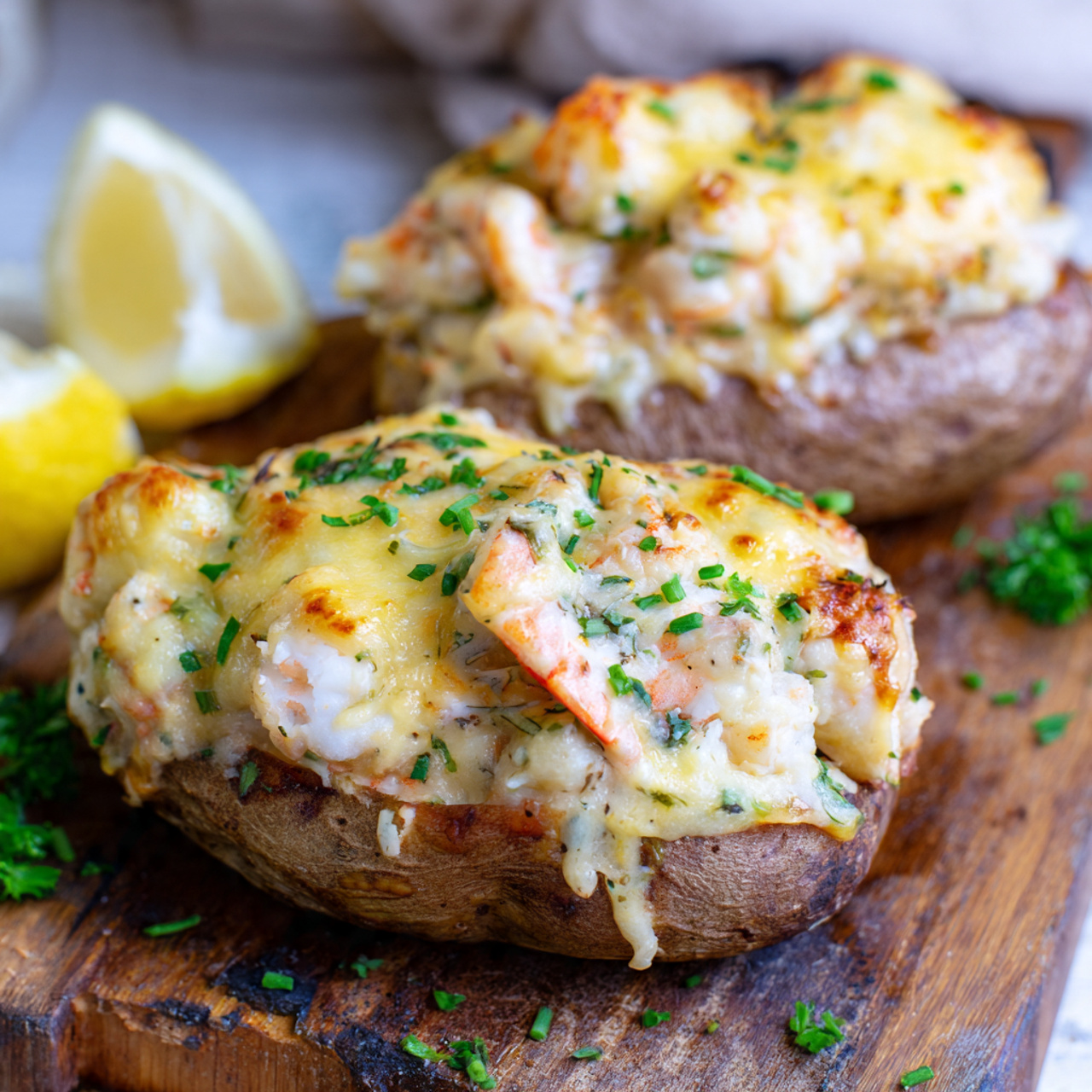 Seafood Stuffed Potatoes - Final Dish
