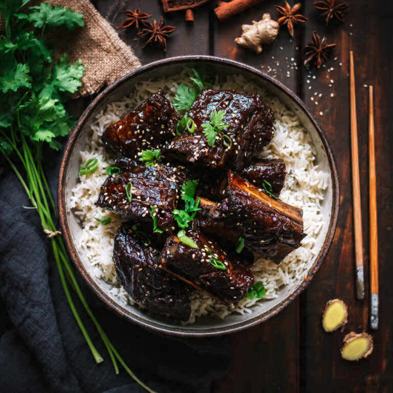 Slow Cooked Asian Beef Short Ribs with Glossy Glaze